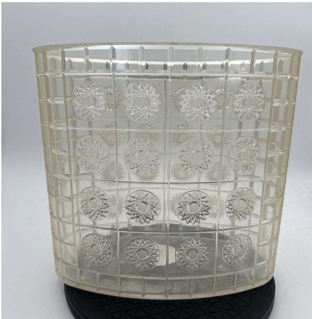 Vtg MCM Retro Acrylic Lucite Sunburst Vanity Waste Basket Trash Can